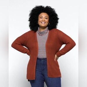 Pinque Women’s NWT Jamelya Braided Back Design High Low Open Cardigan Small